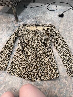 Leopard Print Long Sleeve Peplum jacket - Beige/Black